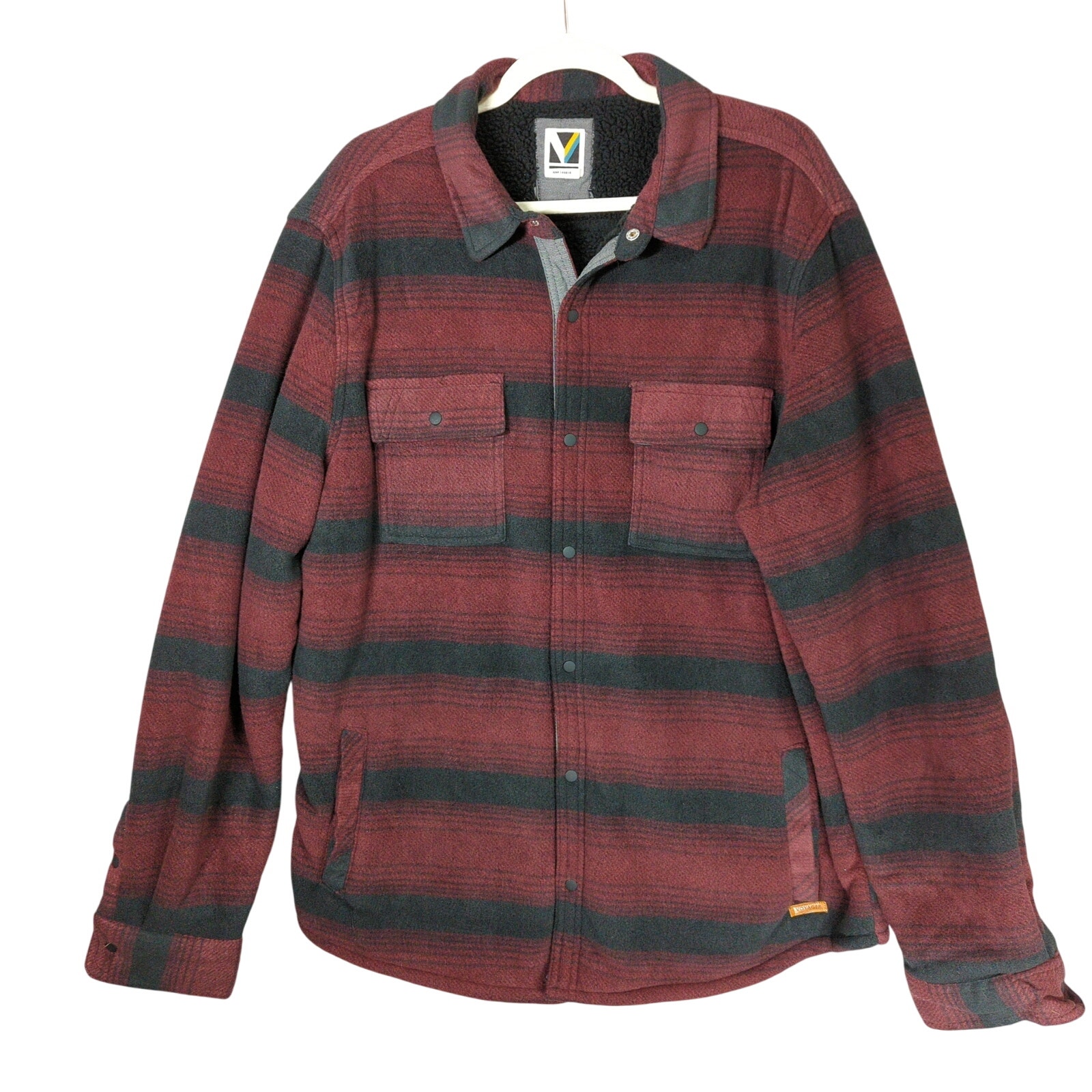 Voyager Shirt Jacket Mens Xl Red Plaid Fleece Shacket Lined Snaps